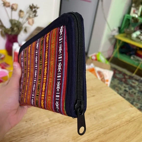 Colorful Bhutanese Handwoven Cotton Zip Wallet - Picture 4 of 7